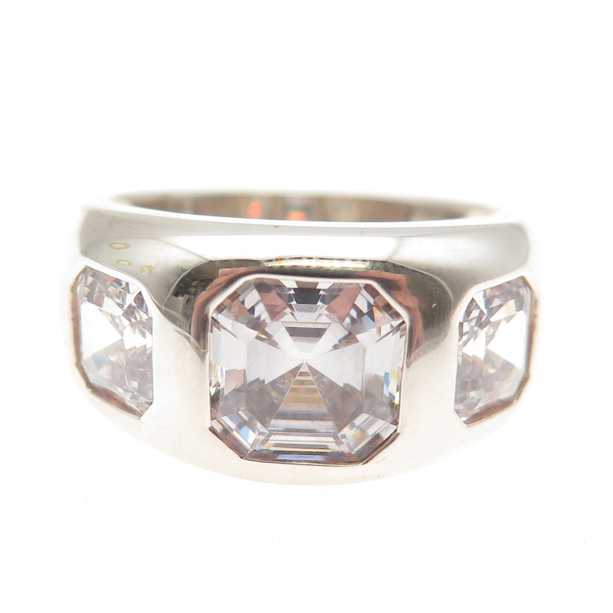 JCL Colleen Lopez 925 Sterling Silver Asscher-Cut C Z Modernist Ring Size 8.25