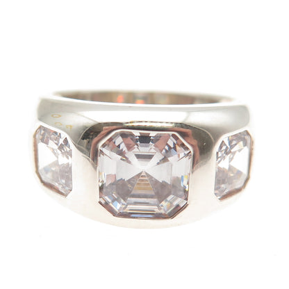 JCL Colleen Lopez 925 Sterling Silver Asscher-Cut C Z Modernist Ring Size 8.25