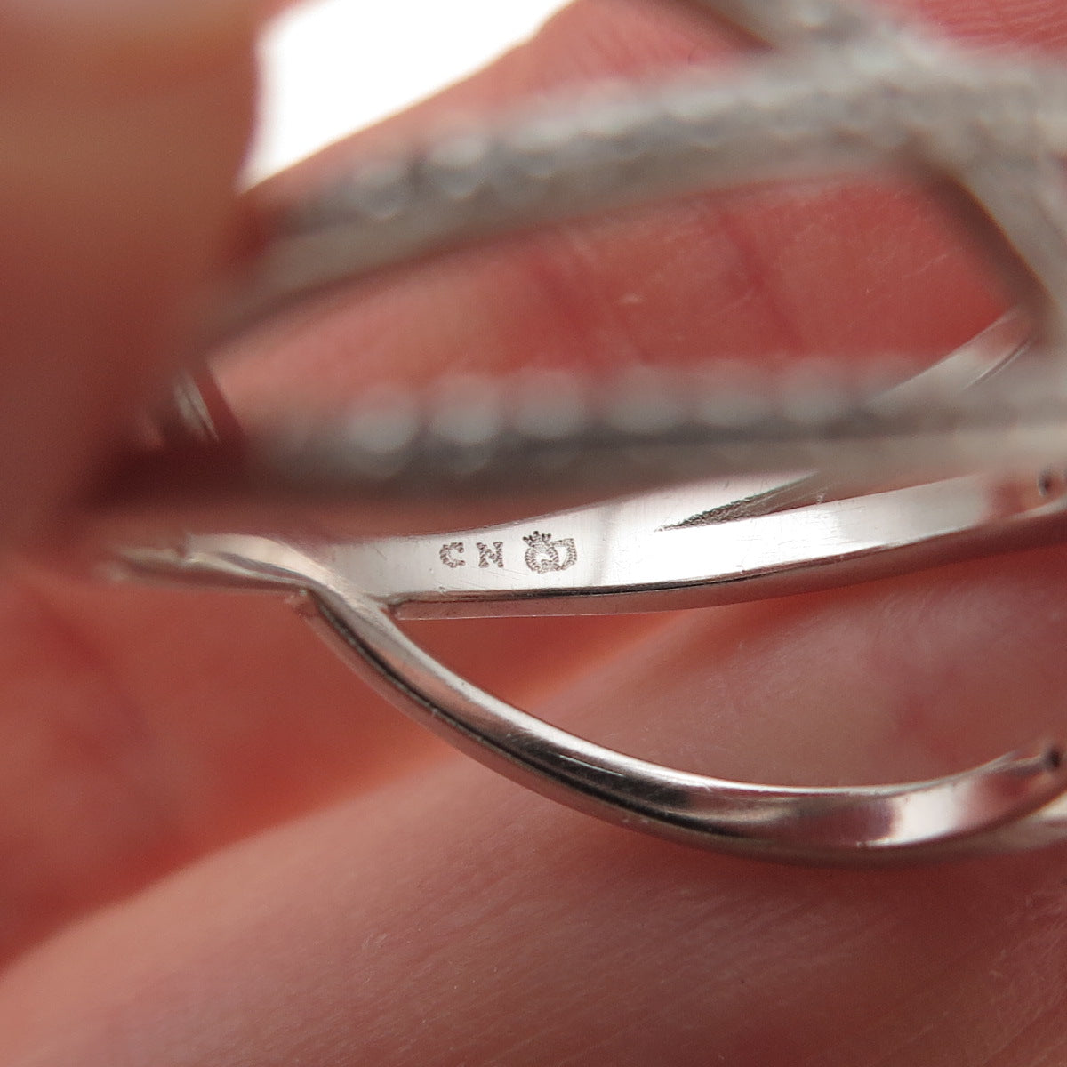 925 Sterling Silver Round-Cut C Z Crisscross Ring Size 7