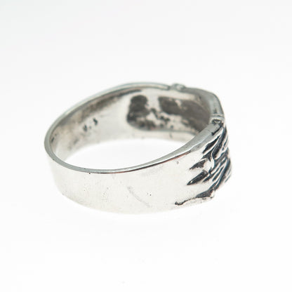 925 Sterling Silver Vintage Rattan Oxidized Ring Size 8.25