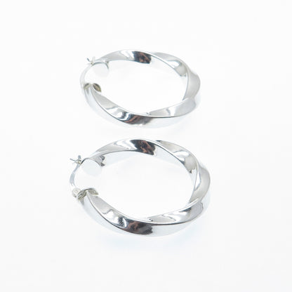925 Sterling Silver 35mm Twisted Hoop Earrings
