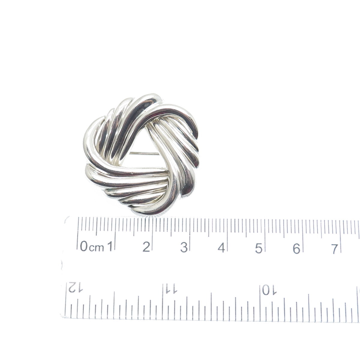 925 Sterling Silver Vintage CKC Twisted Trinity Knot Pin Brooch