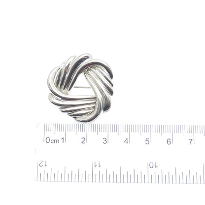 925 Sterling Silver Vintage CKC Twisted Trinity Knot Pin Brooch