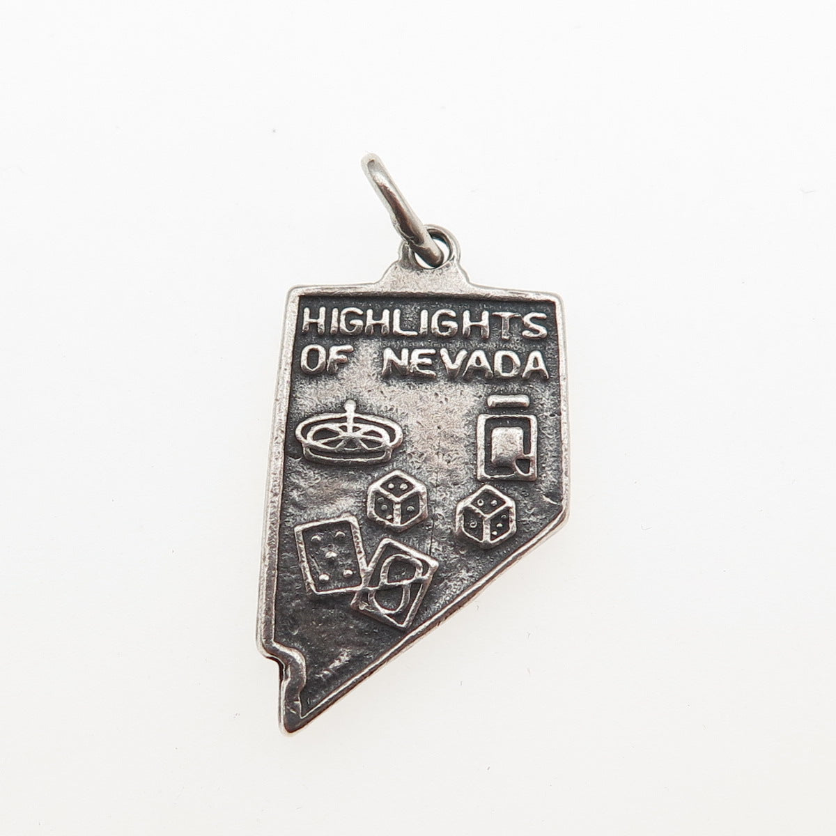 925 Sterling Silver Vintage Highlights of Nevada Oxidized Mini Charm Pendant