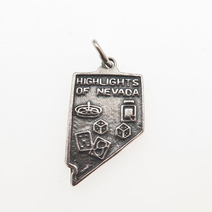 925 Sterling Silver Vintage Highlights of Nevada Oxidized Mini Charm Pendant