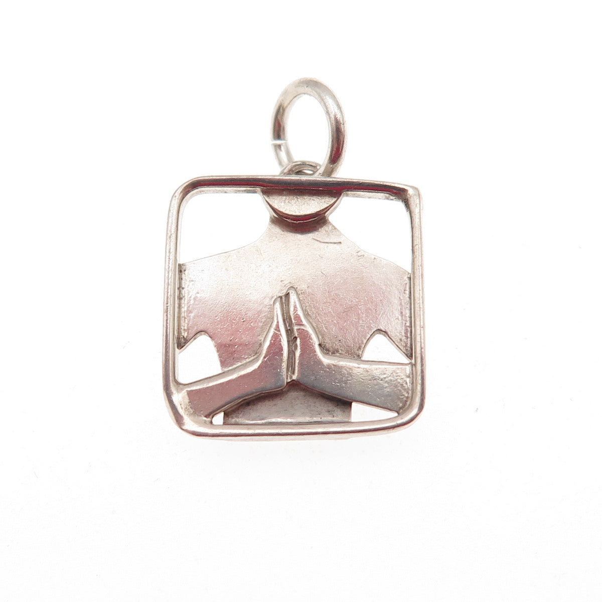 FAR FETCHED 925 Sterling Silver Vintage Prayer Hands Mini Charm Pendant