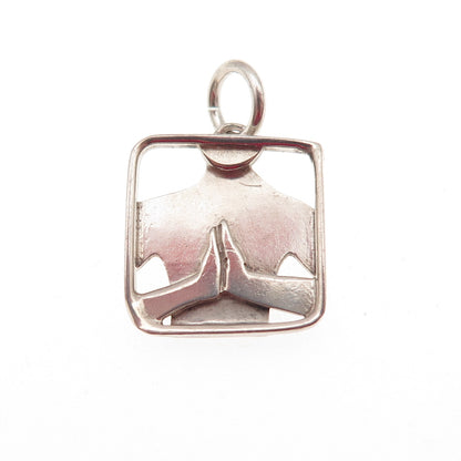 FAR FETCHED 925 Sterling Silver Vintage Prayer Hands Mini Charm Pendant