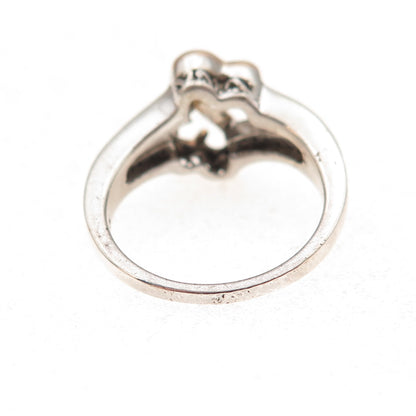Jane Seymour 925 Sterling Silver 14K Gold Real Diamond Open Heart Ring Size 6.75