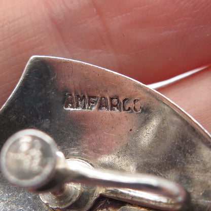 AMFARCO 925 Sterling Silver Antique Siam Niello Hindu Goddess Oxidized Earrings