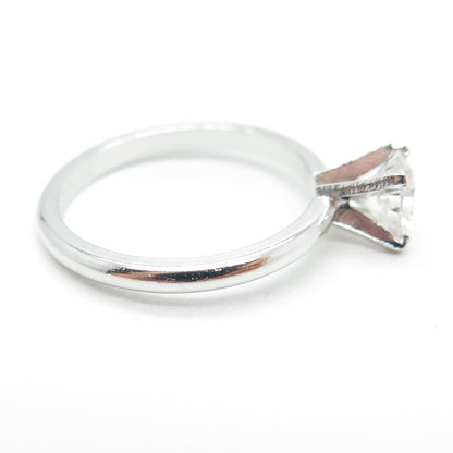 BATTIN & CO. 925 Sterling Silver Vintage Round-Cut C Z Engagement Ring Size 6