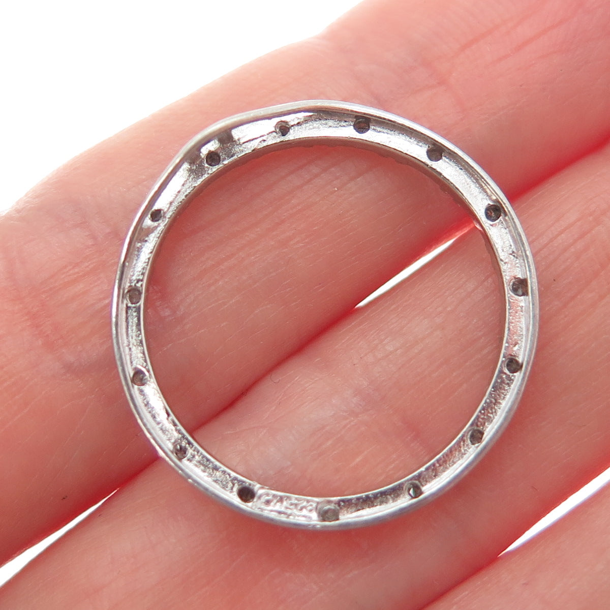 CHARLES WINSTON 925 Sterling Silver Real Diamond Circle of Life Slide Pendant