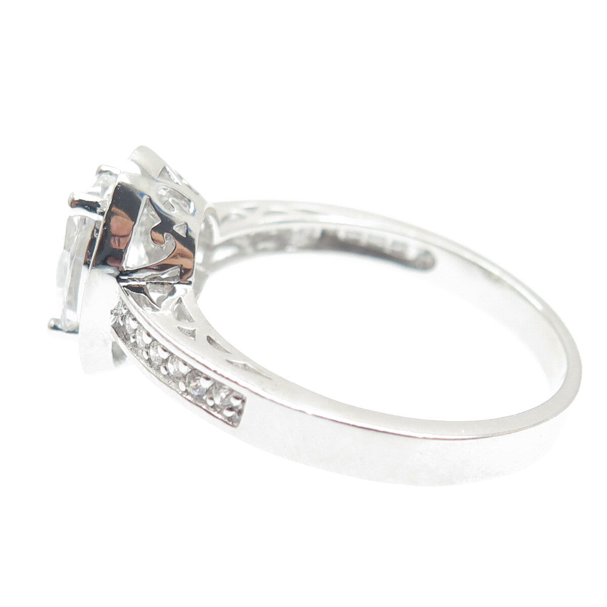 925 Sterling Silver Oval & Round-Cut C Z Promise Ring Size 10.25