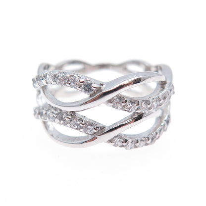 925 Sterling Silver Round-Cut C Z Infinity Link Ring Size 7