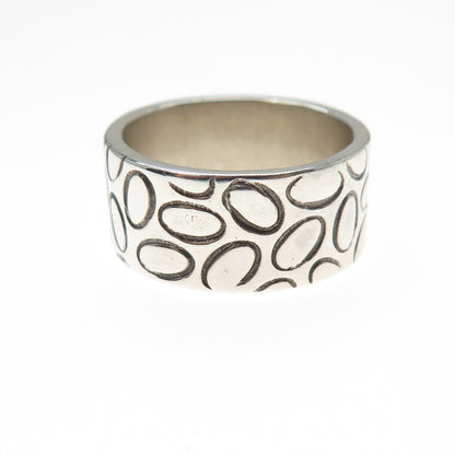 925 Sterling Silver Vintage Modernist Wide Band Ring Size 9
