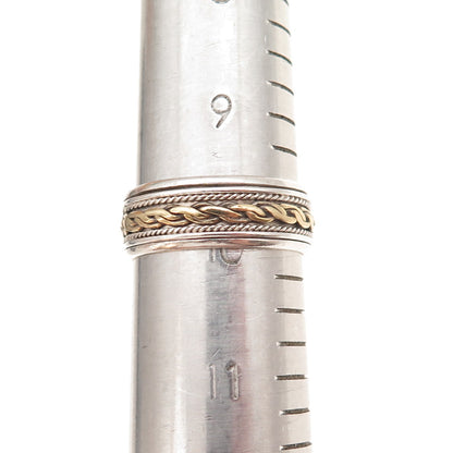925 Sterling Silver 2-Tone Vintage Woven Rotating Oxidized Band Ring Size 10