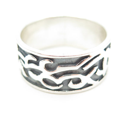 925 Sterling Silver Vintage Barbed Wire Band Ring Size 8.75