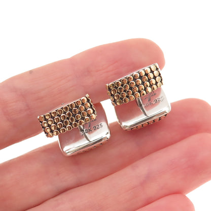 John Hardy 925 Sterling Silver 18K Gold Vintage Dotted Cufflinks (missing part)