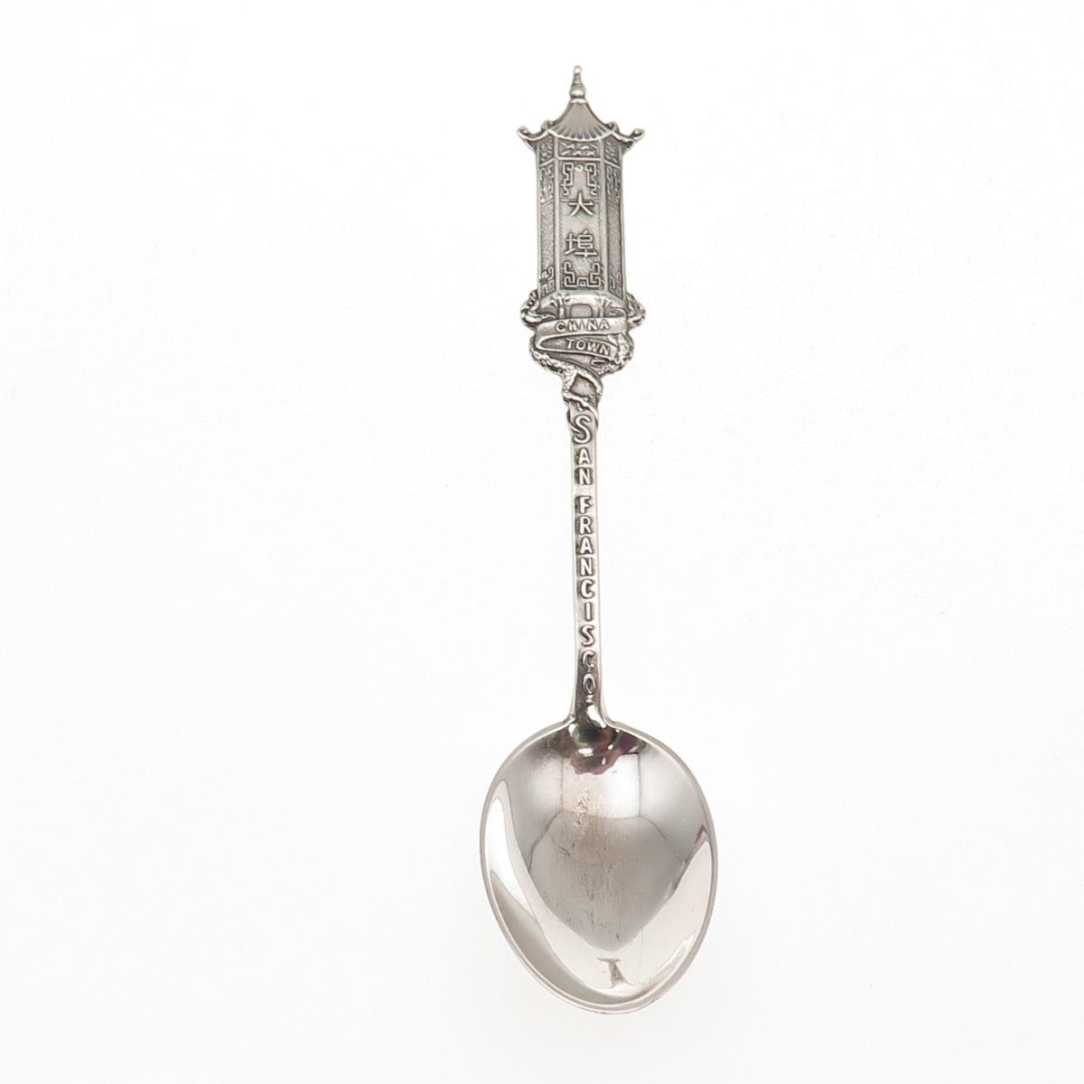 925 Sterling Silver Antique Art Deco San Francisco's Chinatown Coffee Spoon