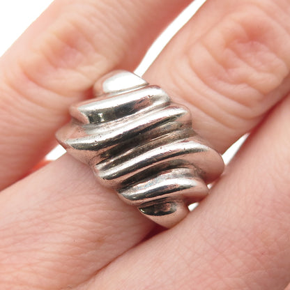 Chapal Zenray 925 Sterling Silver Vintage Modernist Oxidized Ring Size 6