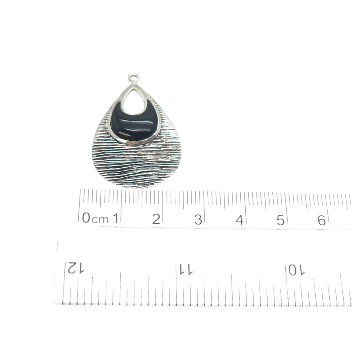 CFJ Collins Fine 925 Sterling Silver Vintage Enamel Modernist Teardrop Pendant