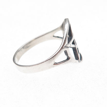 925 Sterling Silver Vintage Pentagram Oxidized Ring Size 13