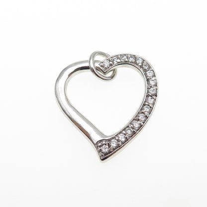925 Sterling Silver Round-Cut C Z Heart Charm Pendant