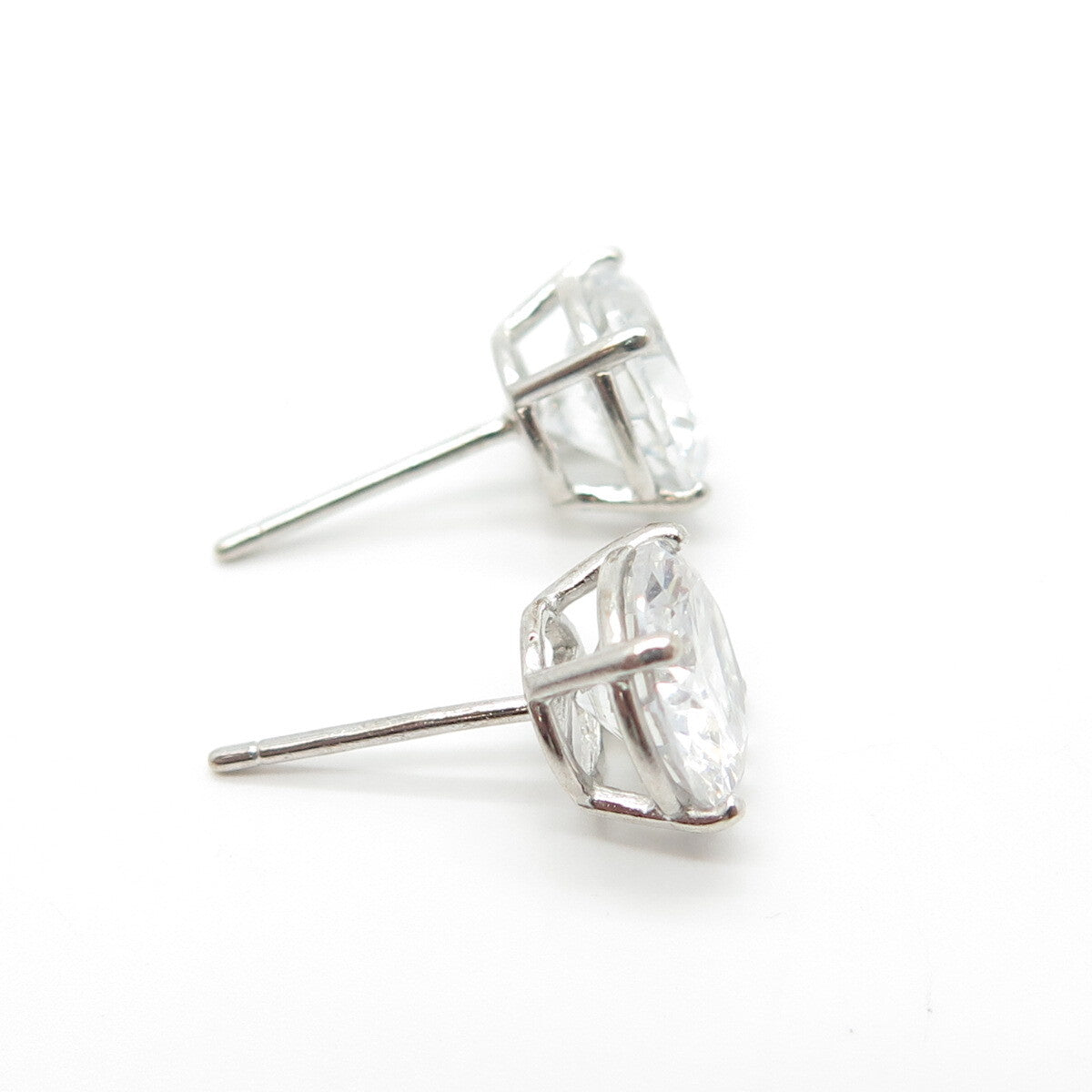 925 Sterling Silver Round-Cut C Z Stud Earrings