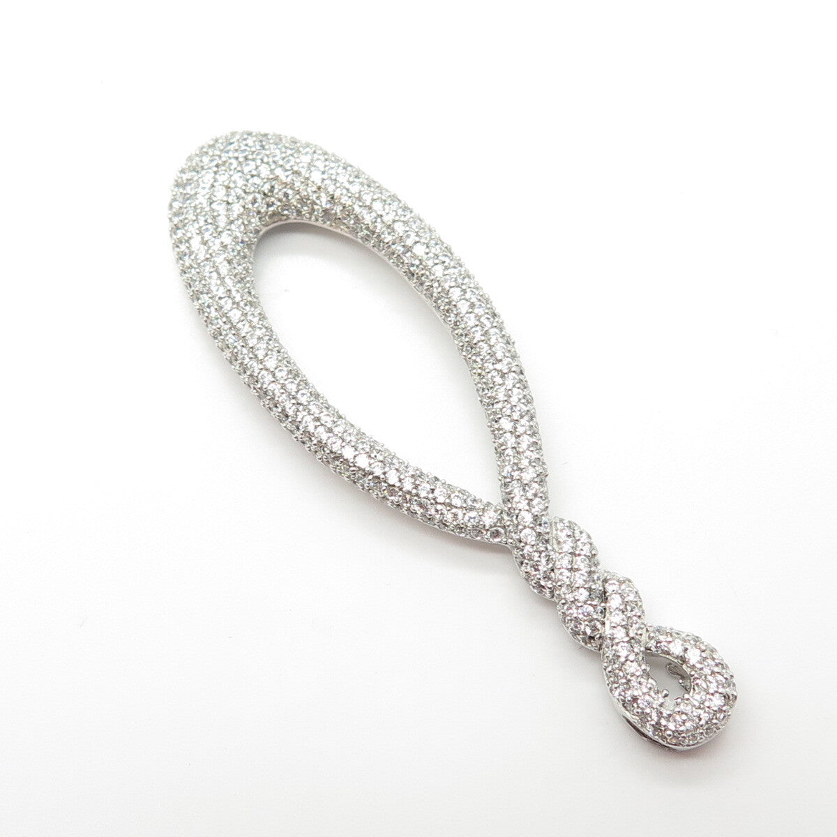 925 Sterling Silver C Z Twisted Hook Pendant