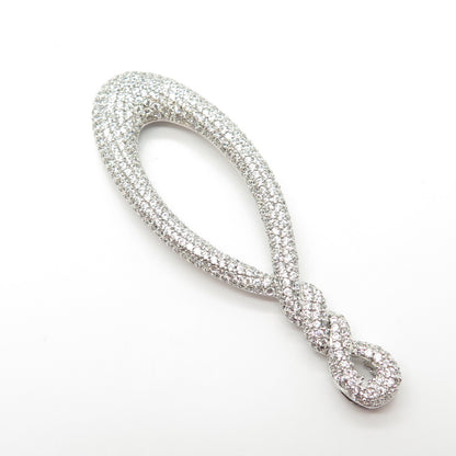 925 Sterling Silver C Z Twisted Hook Pendant