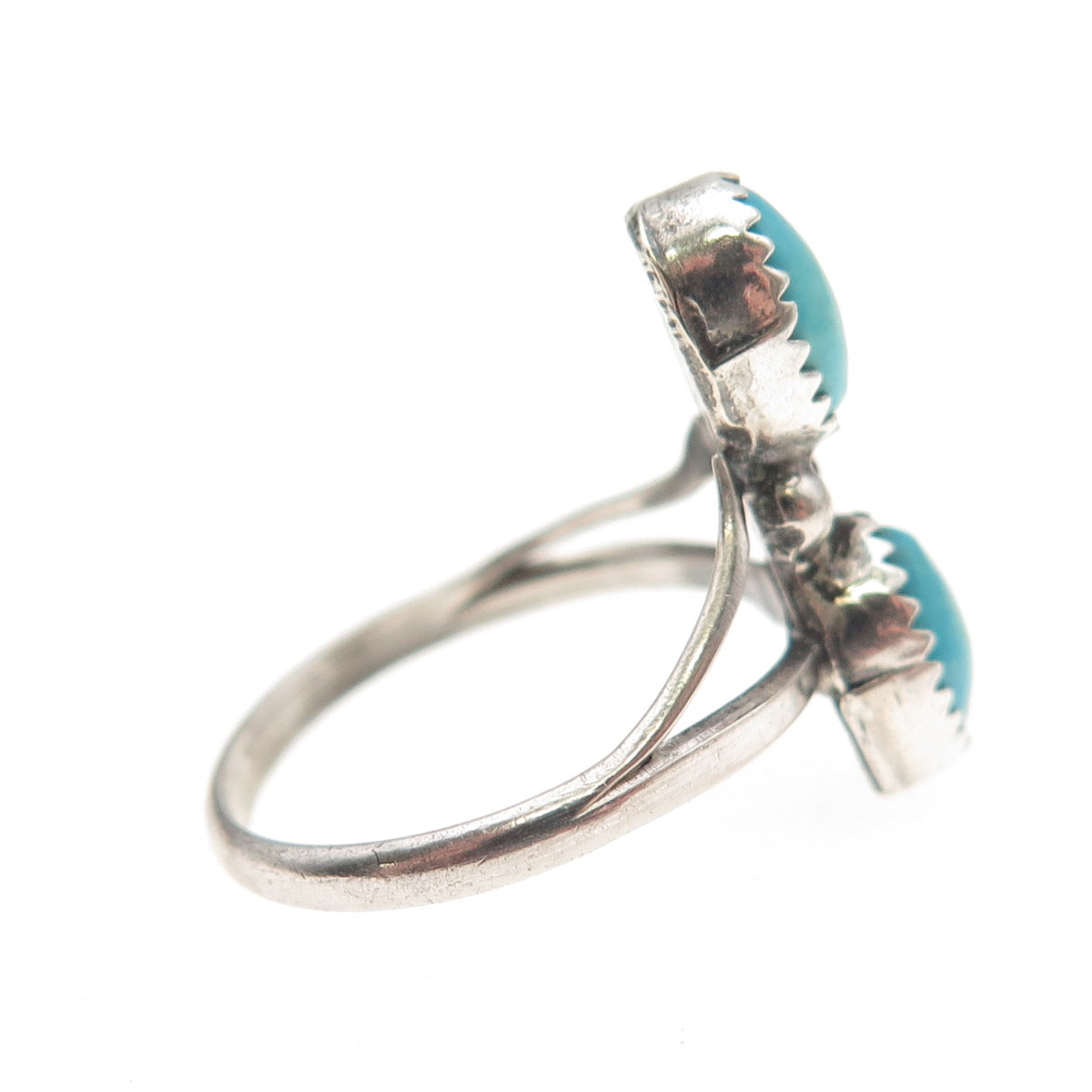 Old Pawn Sterling Silver Vintage Southwestern Turquoise Tribal Ring Size 5.75