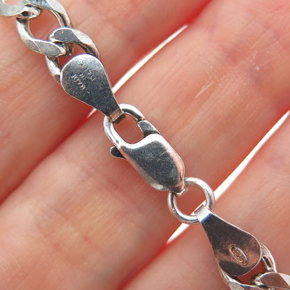 925 Sterling Silver Vintage Italy Figaro Link Bracelet 7.75"