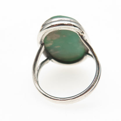925 Sterling Silver Vintage Real Cabochon Chrysoprase Ring Size 9.5