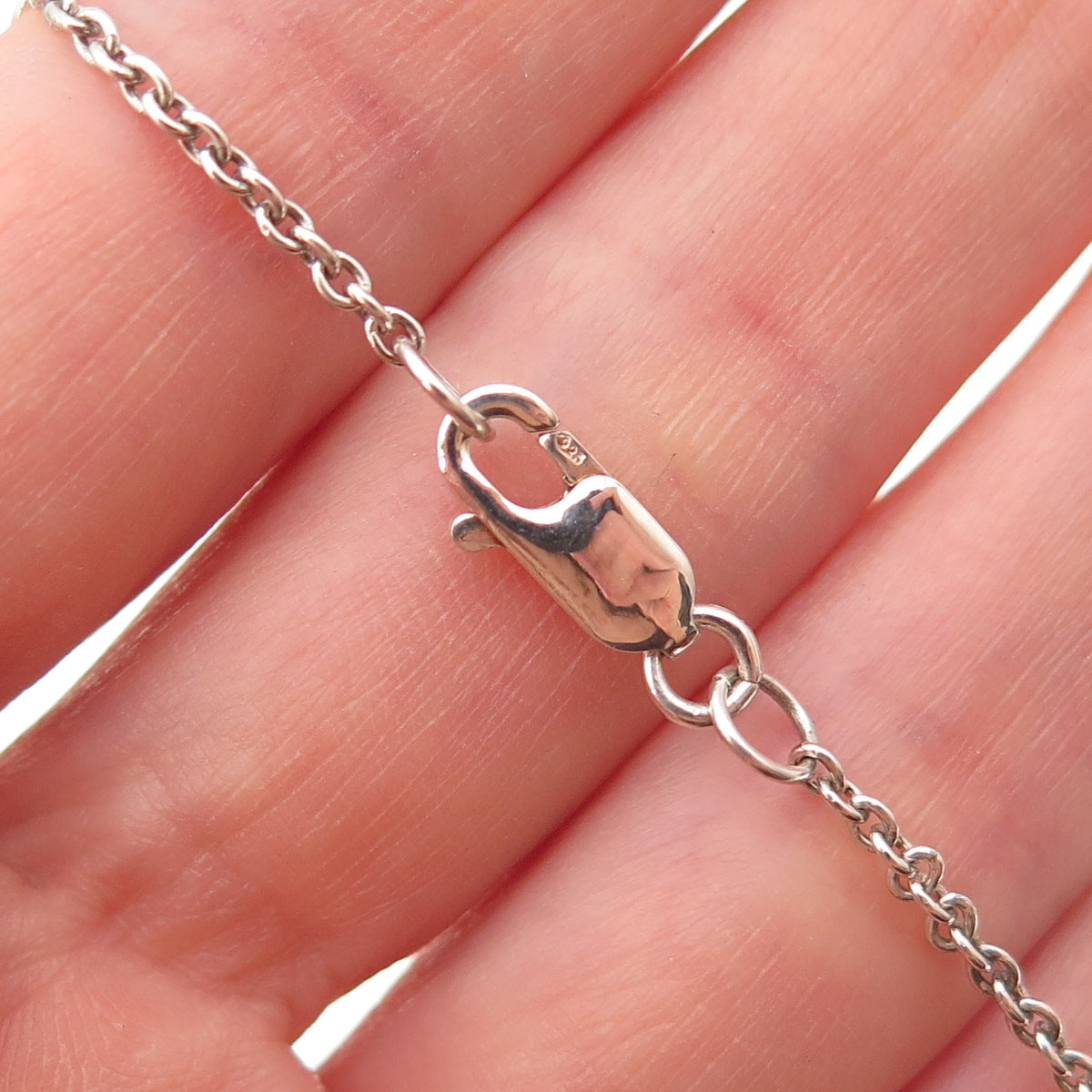 Peter Stone 925 Sterling Silver Vintage Real Garnet Celtic Chain Necklace 16-18"