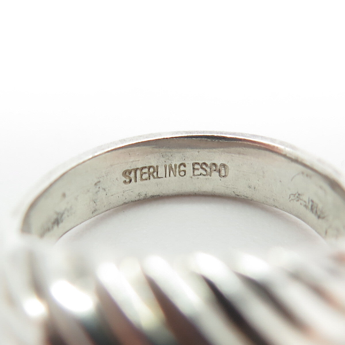 J. ESPOSITO 925 Sterling Silver Vintage Ribbed Ring Size 6