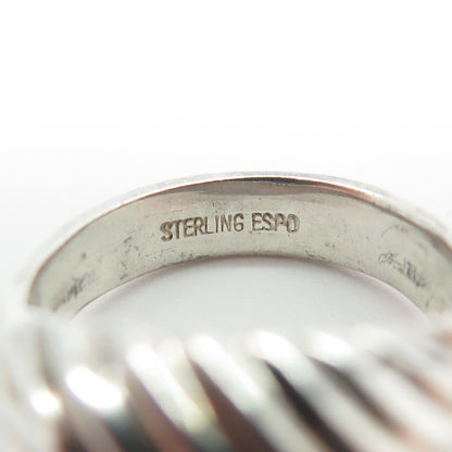 J. ESPOSITO 925 Sterling Silver Vintage Ribbed Ring Size 6
