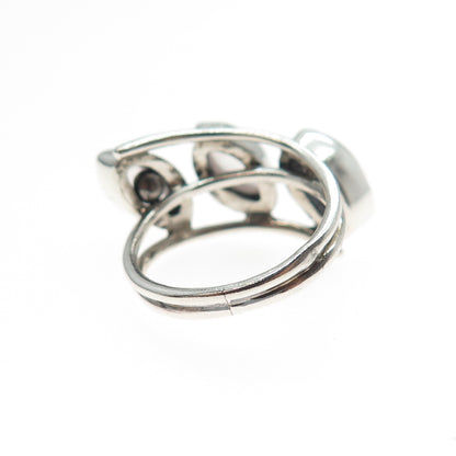 925 Sterling Silver Vintage Real Amethyst Modernist Ring Size 7