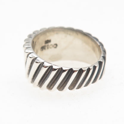 Dobbs of Boston Sterling Silver Vintage Modernist Ribbed Oxidized Ring Size 7.25
