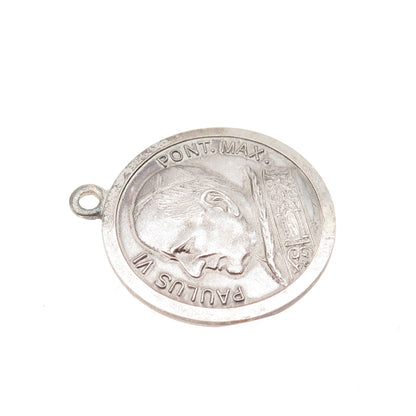 800 Silver Vintage Rome Italy Pope Paul VI St. Peter's Basilica Charm Pendant