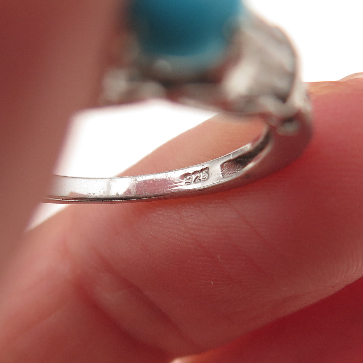 Chuck Clemency 925 Sterling Real Turquoise Yellow & White Topaz Ring Size 6.25