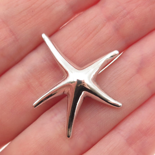 925 Sterling Silver Vintage Starfish Modernist Slide Charm Pendant