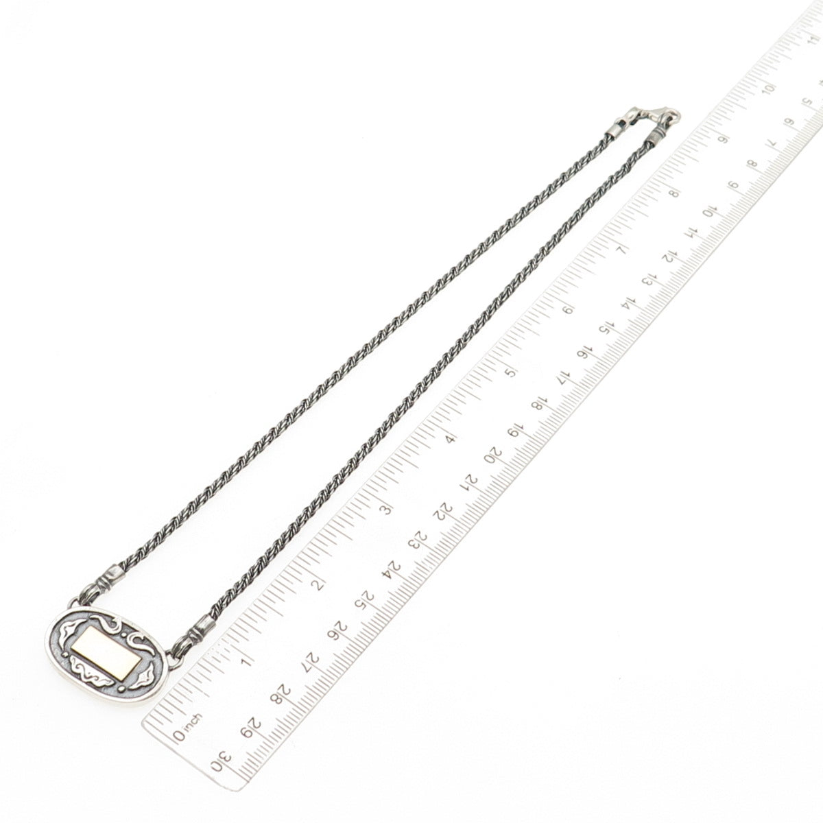 TAMIR ZUMAN Sterling Silver 2-Tone Vintage Modernist Oxidized Chain Necklace 18"