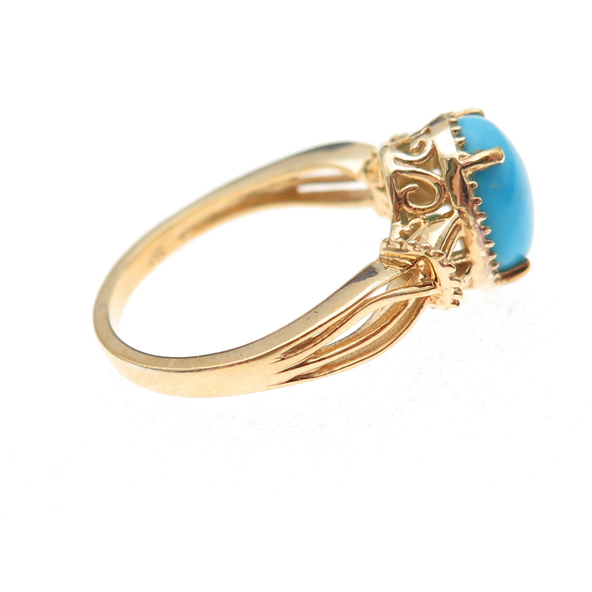 Chuck Clemency 925 Sterling Silver Gold Plated Real Turquoise Ring Size 8.25