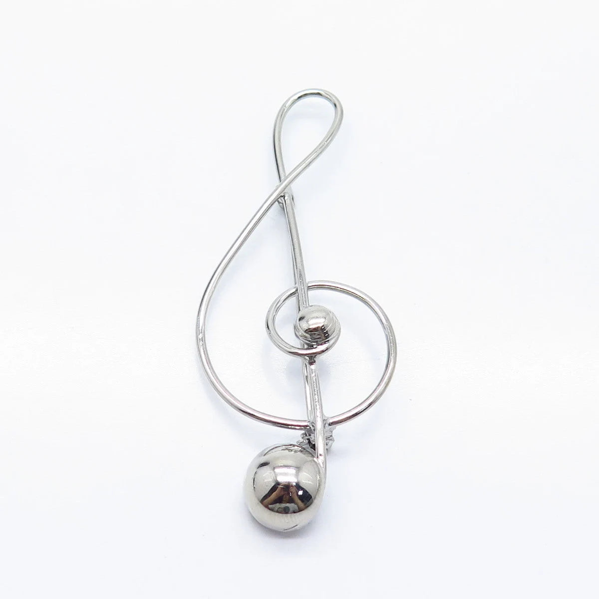 925 Sterling Silver Vintage Lang Treble Clef Music Pin Brooch