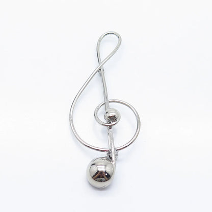 925 Sterling Silver Vintage Lang Treble Clef Music Pin Brooch