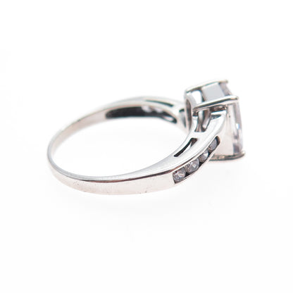 OWEN GLASS COLLECTION Sterling Radiant & Round-Cut C Z Engagement Ring Size 7
