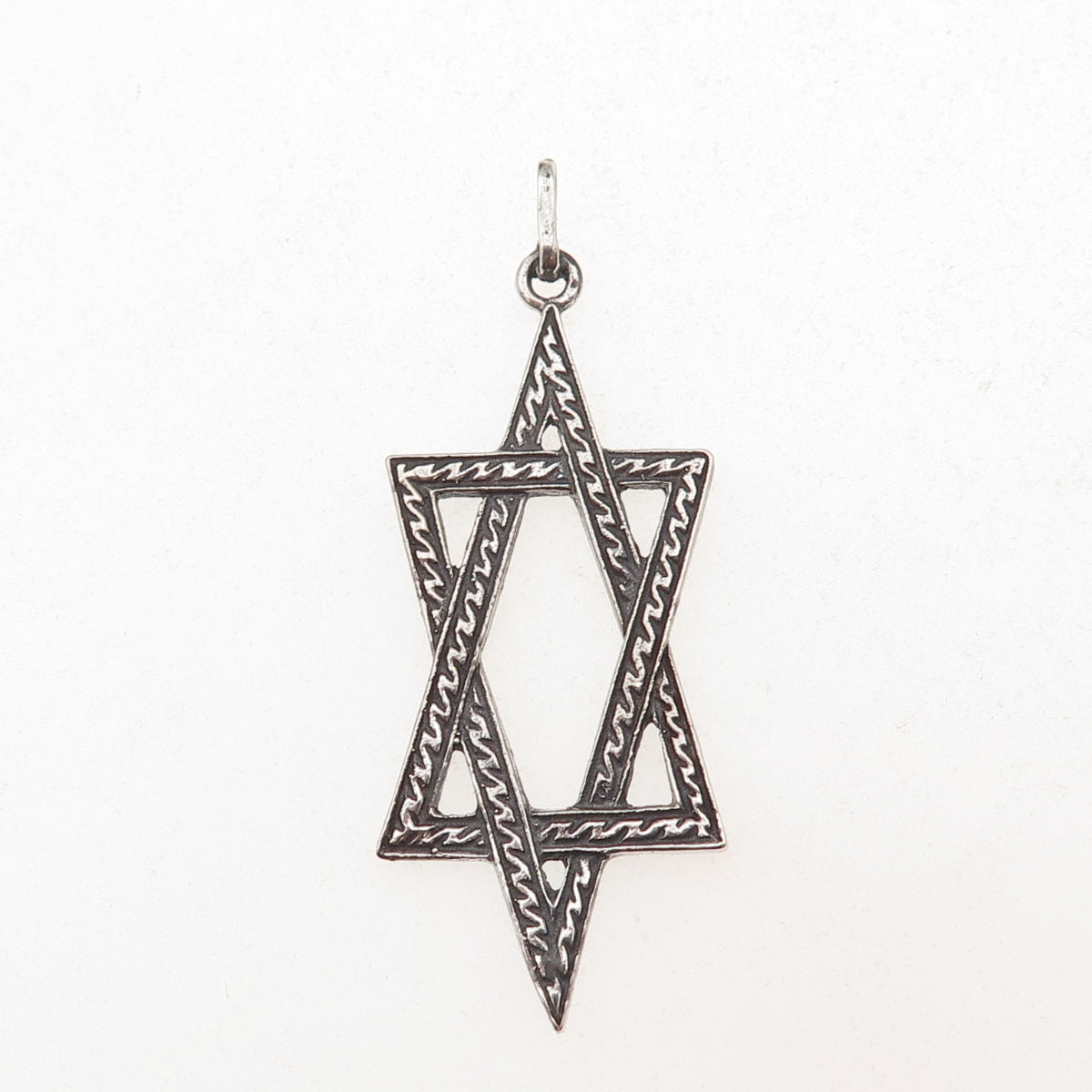 925 Sterling Silver Vintage Star of David Oxidized Pendant