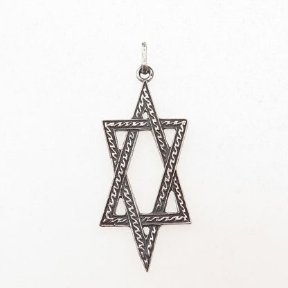 925 Sterling Silver Vintage Star of David Oxidized Pendant