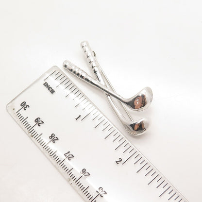 925 Sterling Silver Vintage Golf Clubs Pin Brooch