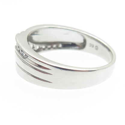 925 Sterling Silver Graduated Round-Cut C Z Wavy Ring Size 10