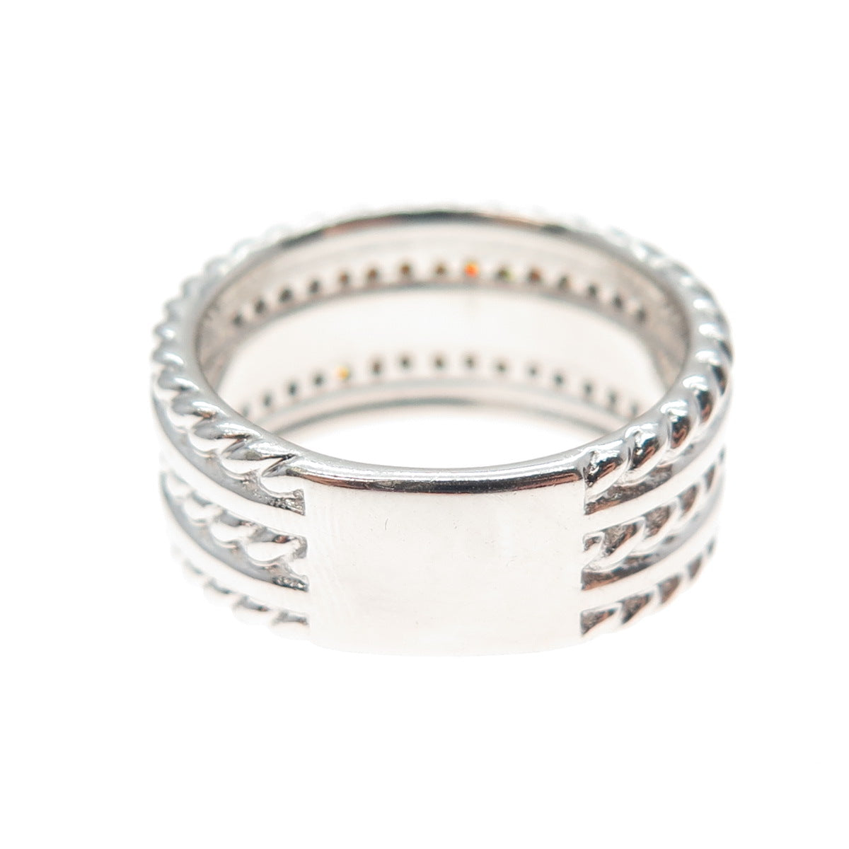 925 Sterling Silver Real Round-Cut Cognac Diamond Multi-Row Ring Size 6.25